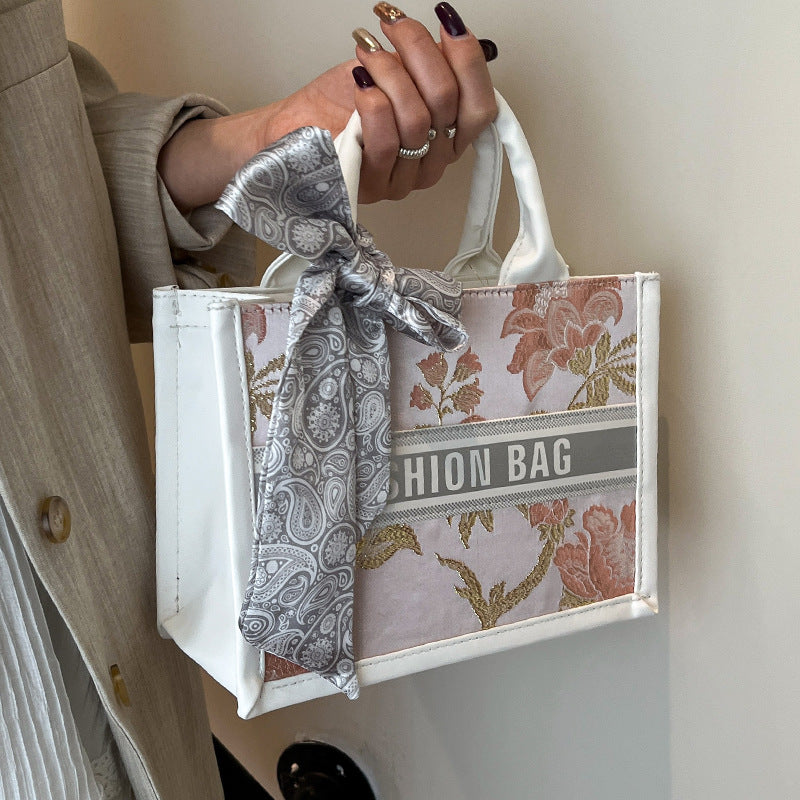 Structured Handbag with Fashion Ribbon