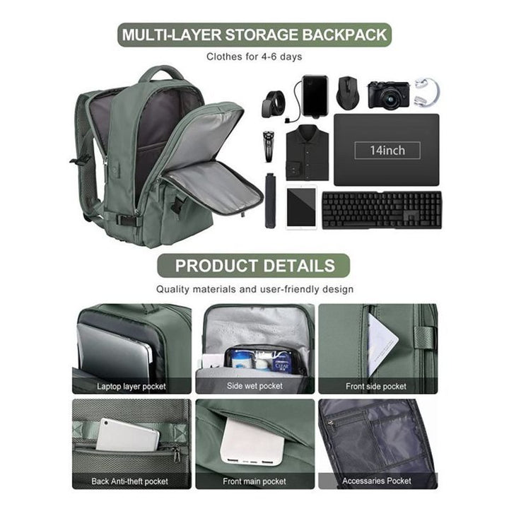 Versatile Travel Backpack with Organizational Compartments Kalsten