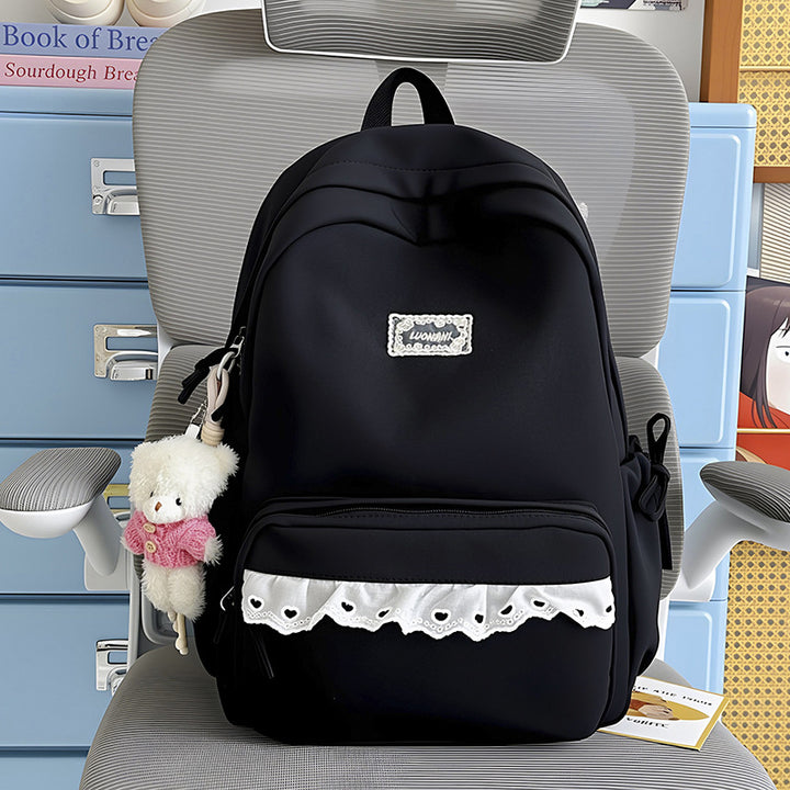 Decorative Lace-Trimmed School Backpack Kalsten