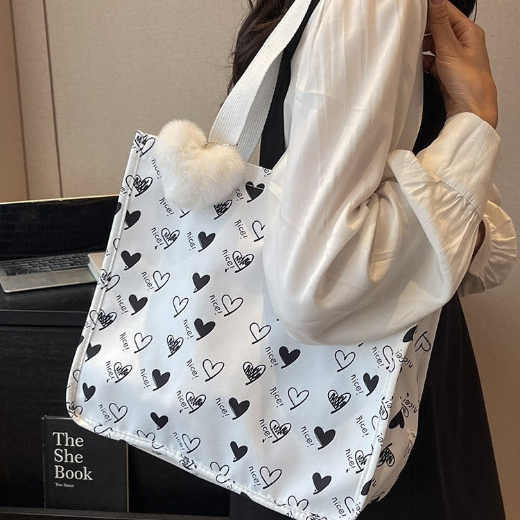 Cute Heart Patterned Tote Bag