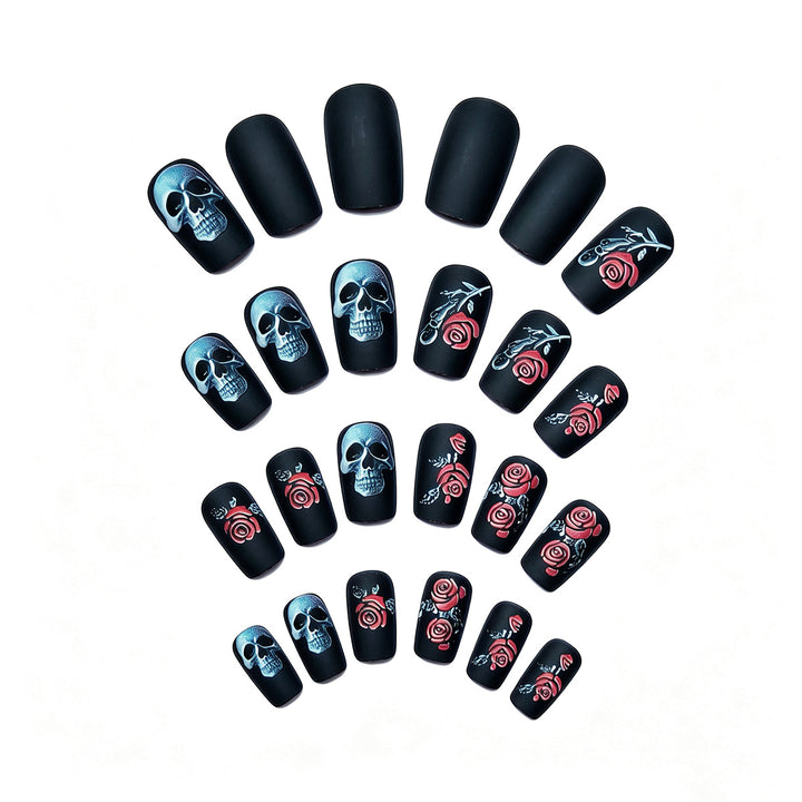 Gothic Skull and Rose Nail Art Kalsten