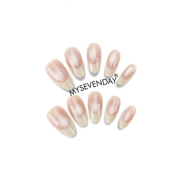 Elegant Press-On Nail Set with French Tip Design Kalsten