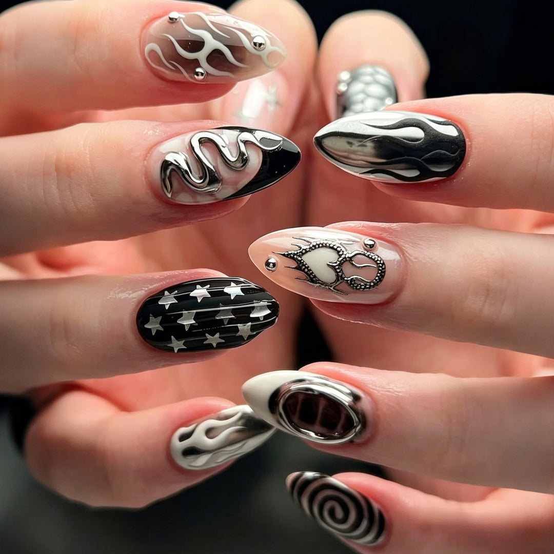Edgy Artistic Press-On Nail Art Set Kalsten