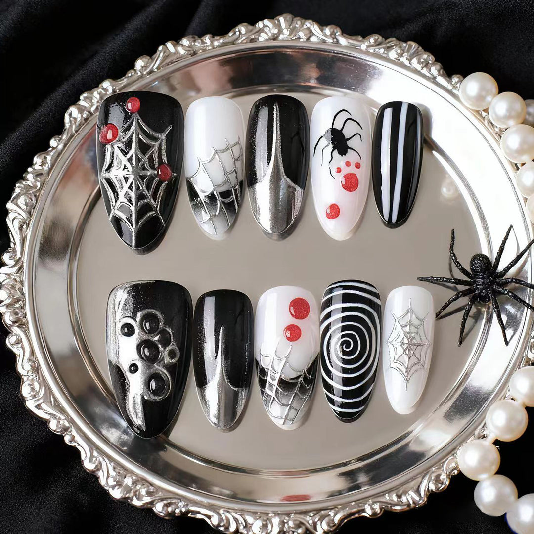 Gothic-Themed Press-On Nail Art