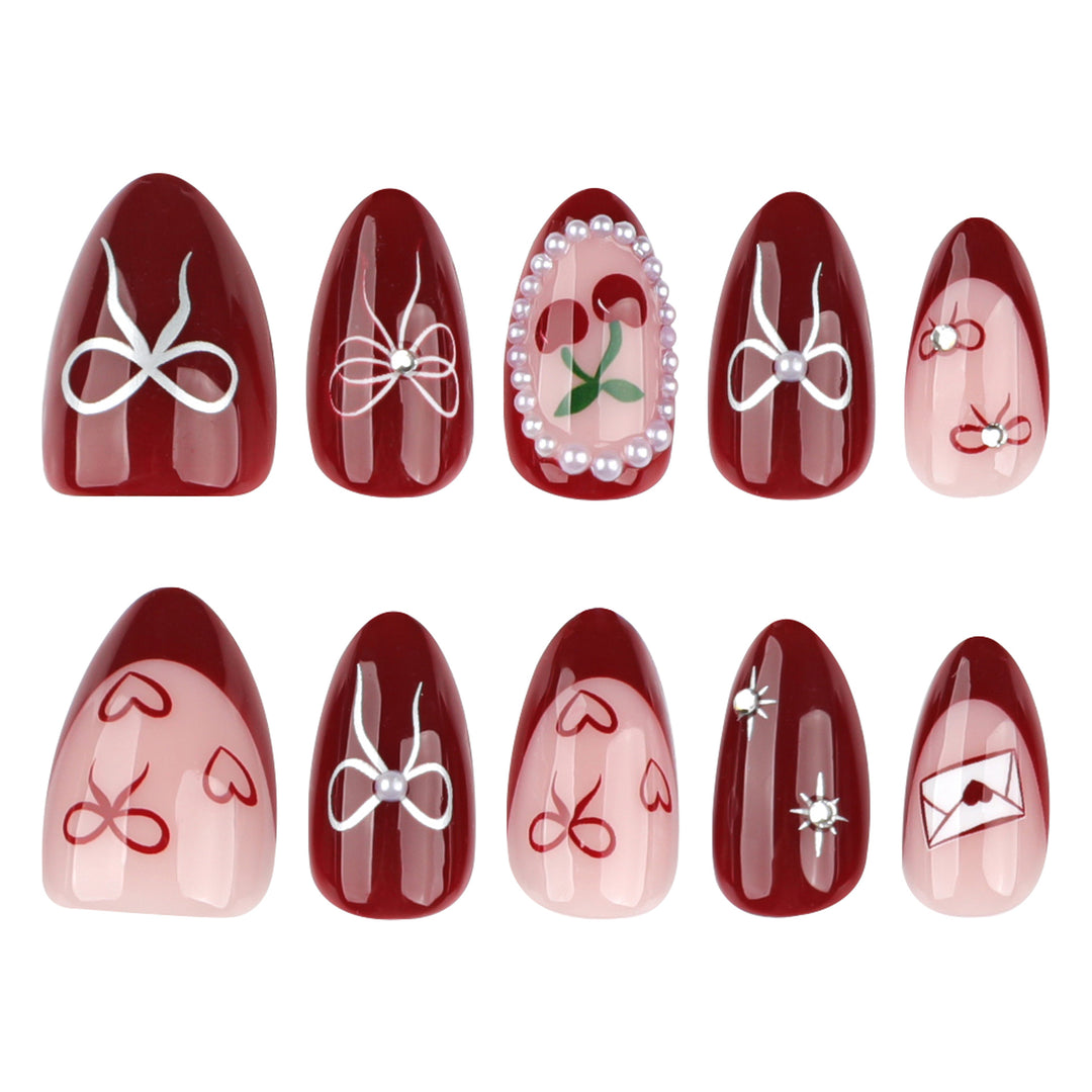 Artful nail designs with bow and rose motif Kalsten