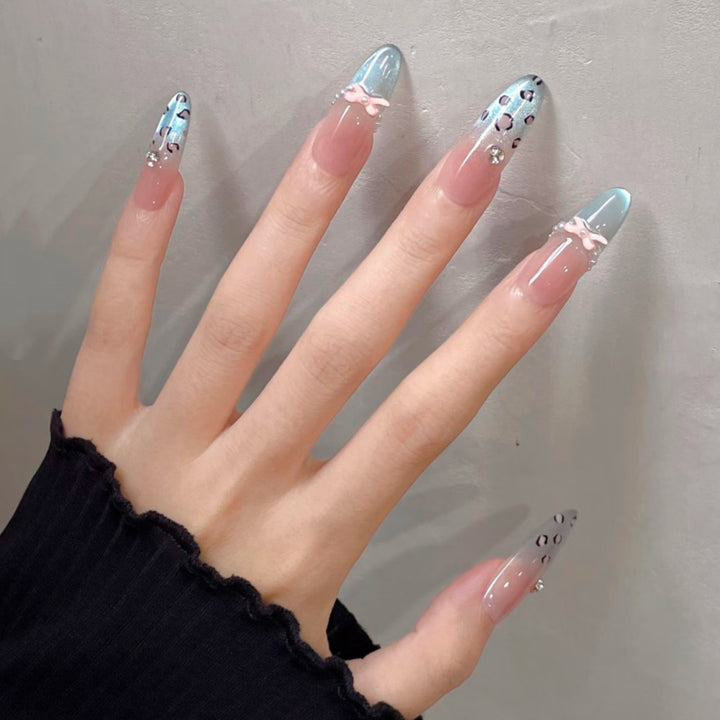 Elegant Stiletto Press-On Nail Art Set with Floral Accents Kalsten