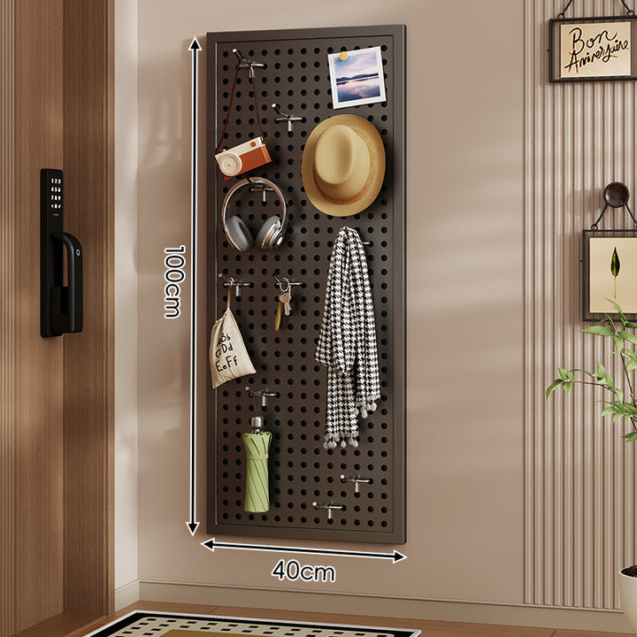 Wall-Mounted Perforated Pegboard Organizer Panel Large Square with Modular Hooks and Accessories