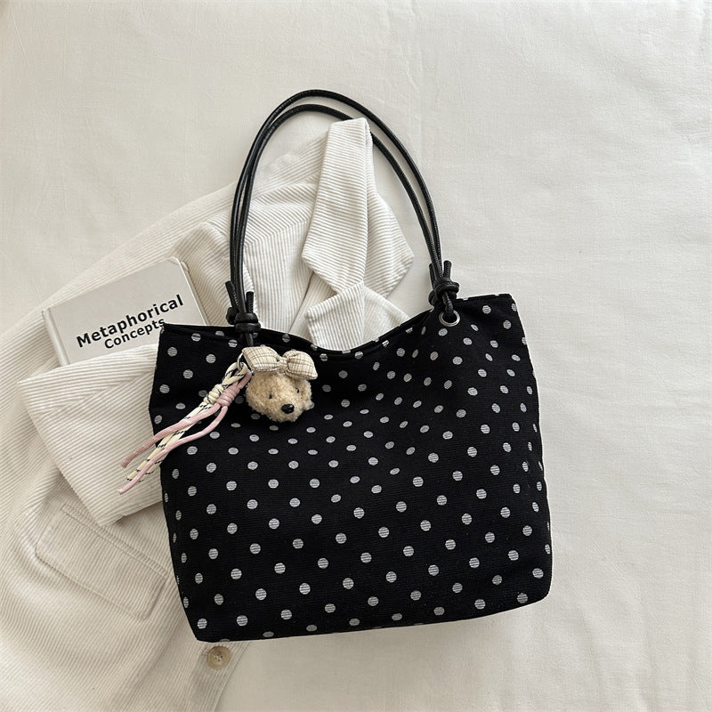 Playful Polka Dot Fabric Tote Bag