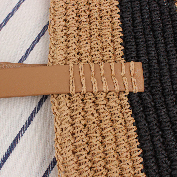 Braided shopping bag with elegant leather handles Kalsten