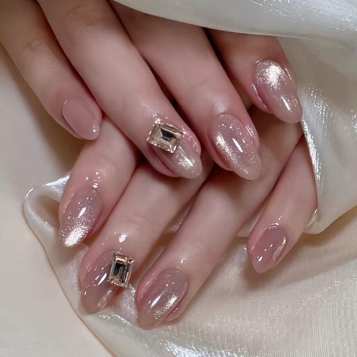 Stylish Nail Art Press-On Set with Glitter and Glossy Finish Kalsten