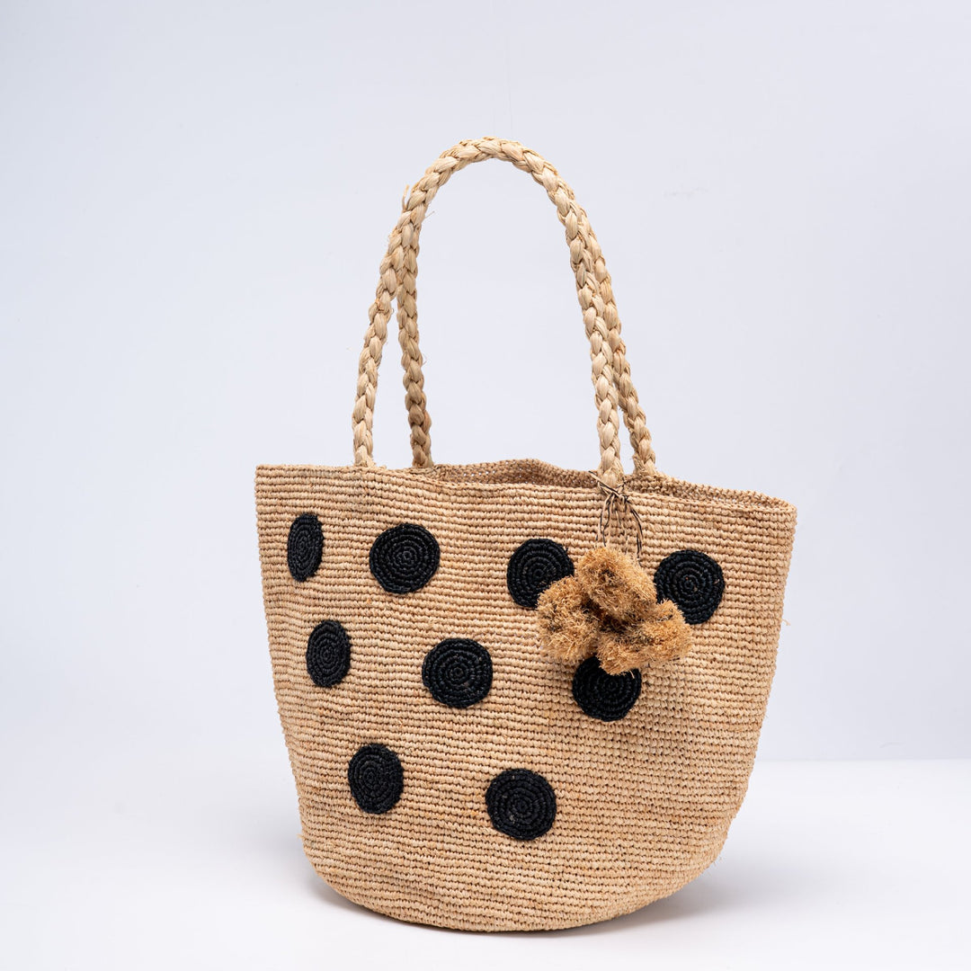 Braided beach bag with decorative 3D dot pattern Kalsten