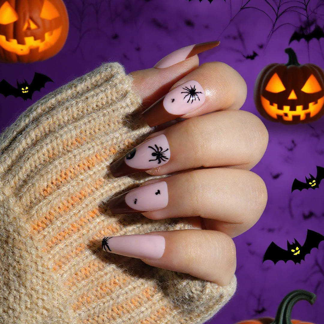 Artistic Halloween-Themed Stiletto Press-On Nails Kalsten