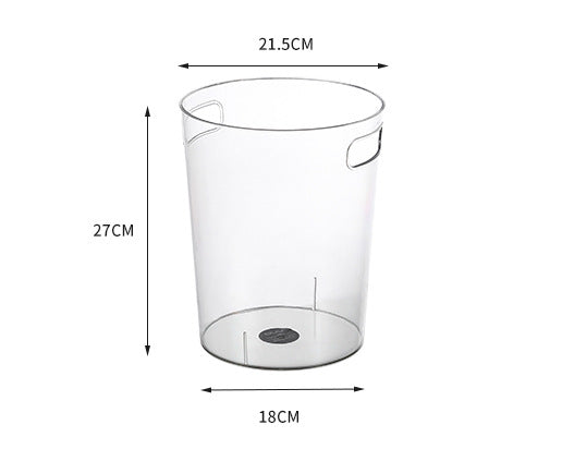 Slim acrylic trash can with integrated grip grooves and non-slip bottom