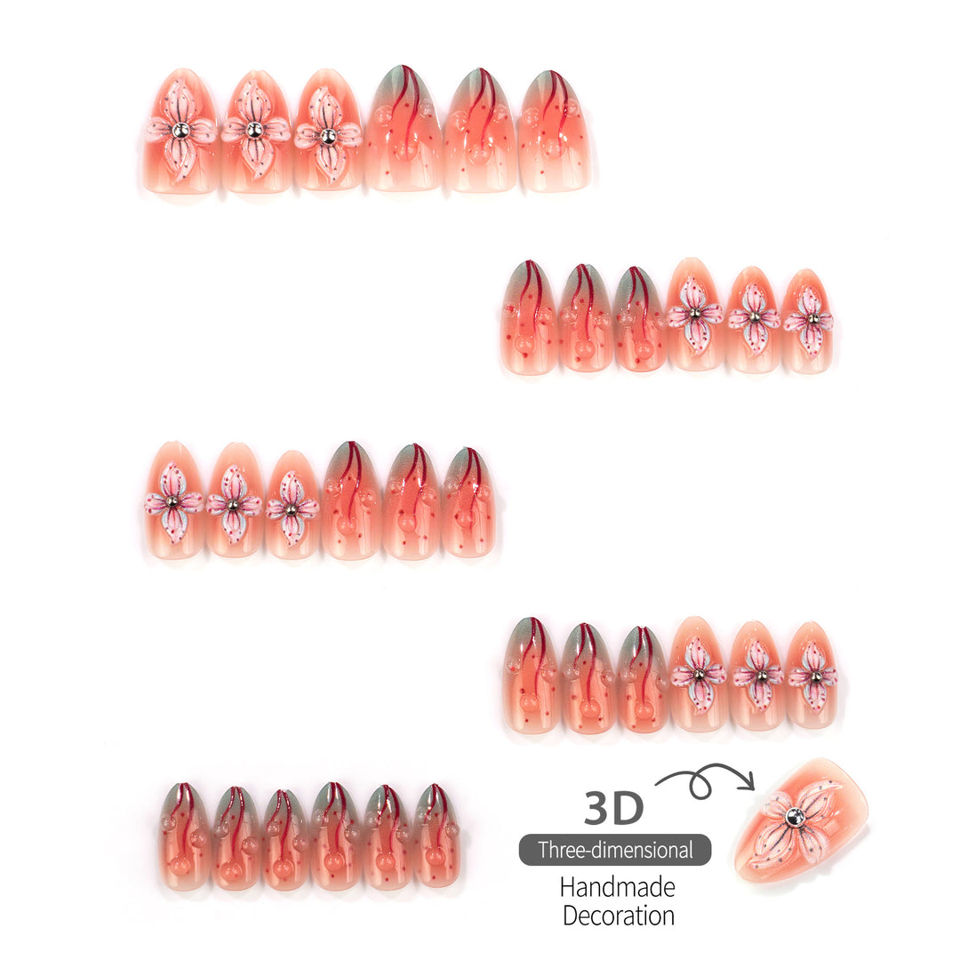 Floral Articulated Press-On Nail Set
