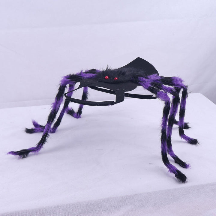 Costume headband with eight-legged plush spider and elastic headband