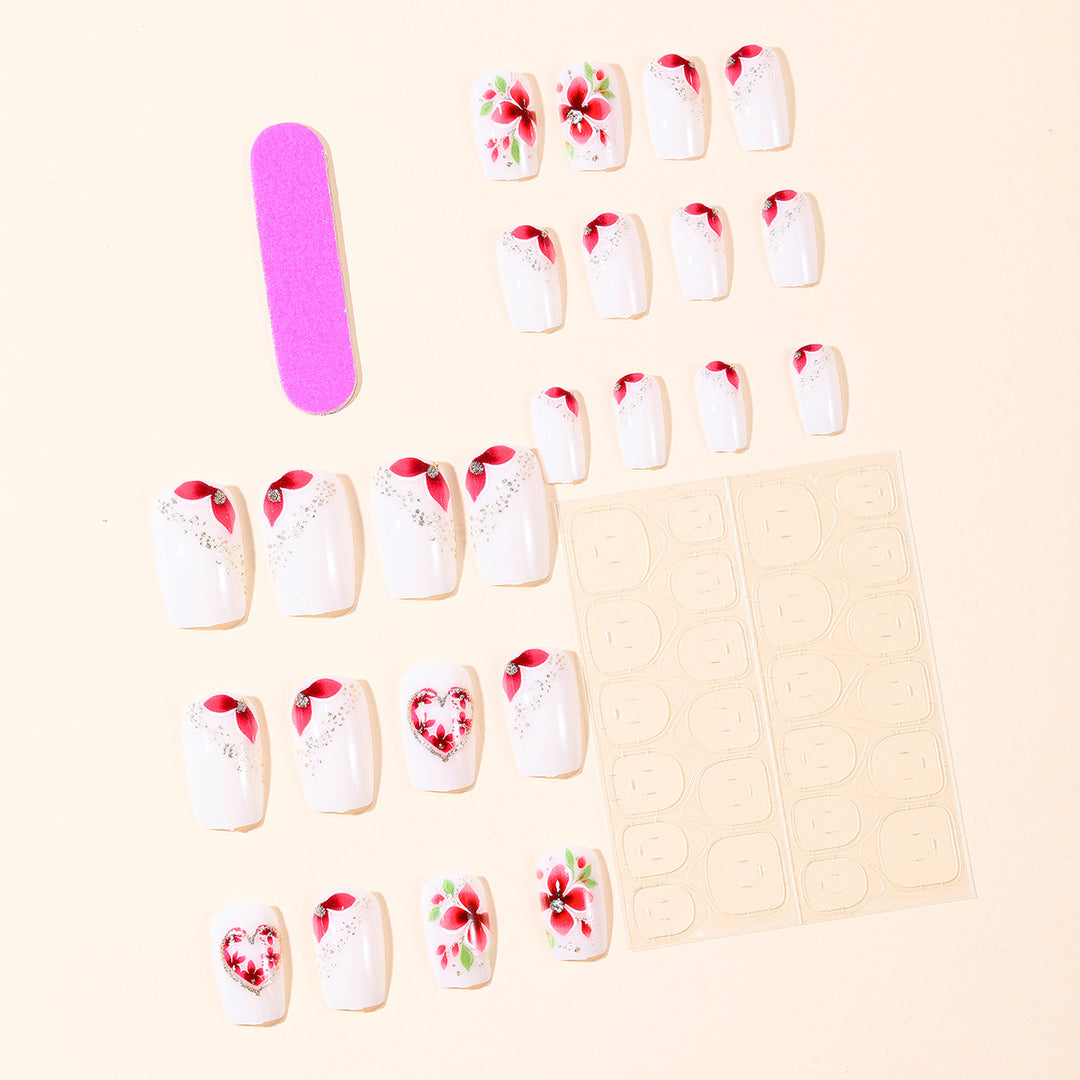 Artistic Floral Heart Acrylic Nail Art Kalsten