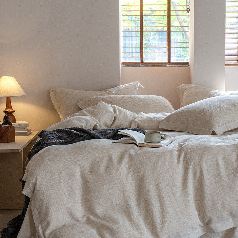 Duvet cover set made of cotton-linen blend with natural linen texture and extra-soft feel