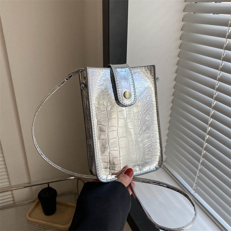 Croc-Embossed Mini Crossbody Purse