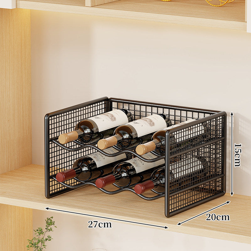 Compact Countertop Metal Wire Wine Bottle Organizer