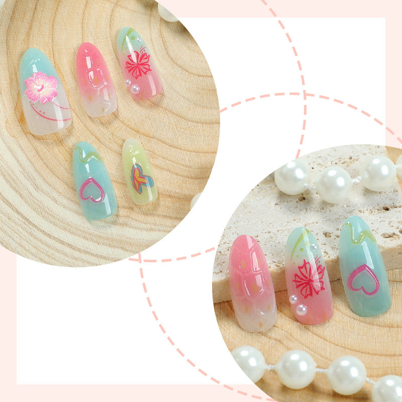 Creative Tropical-Inspired Press-On Nail Art Set kalsten