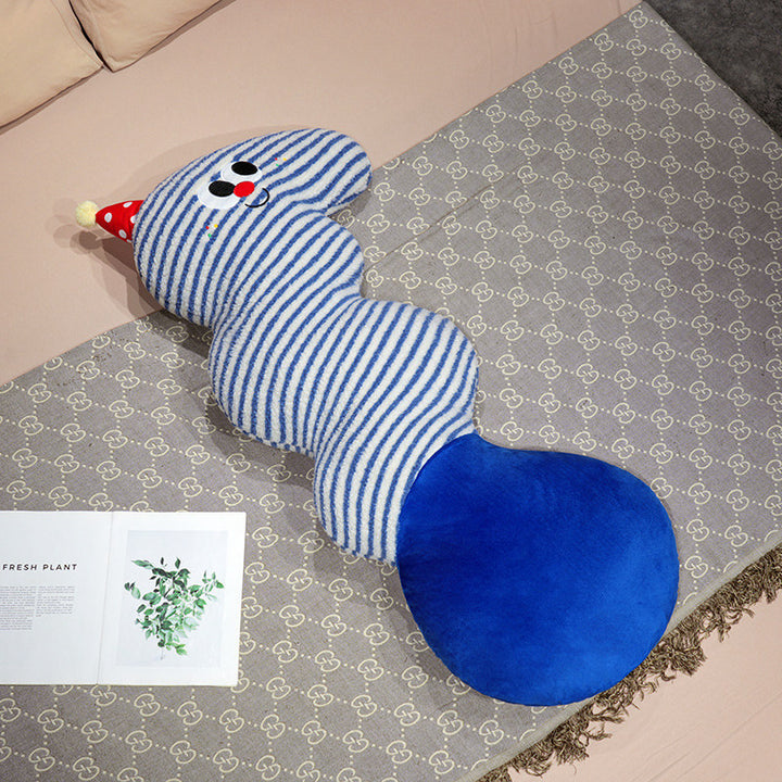 Cuddly worm-shaped plush decorative pillow as body pillow