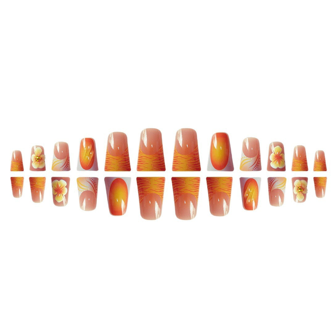 Artistic Floral Press-On Nails Set Kalsten