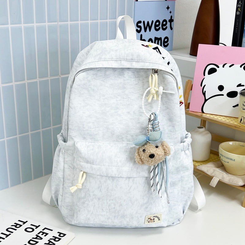 Casual Soft Fabric Backpack with Cute Charm Kalsten