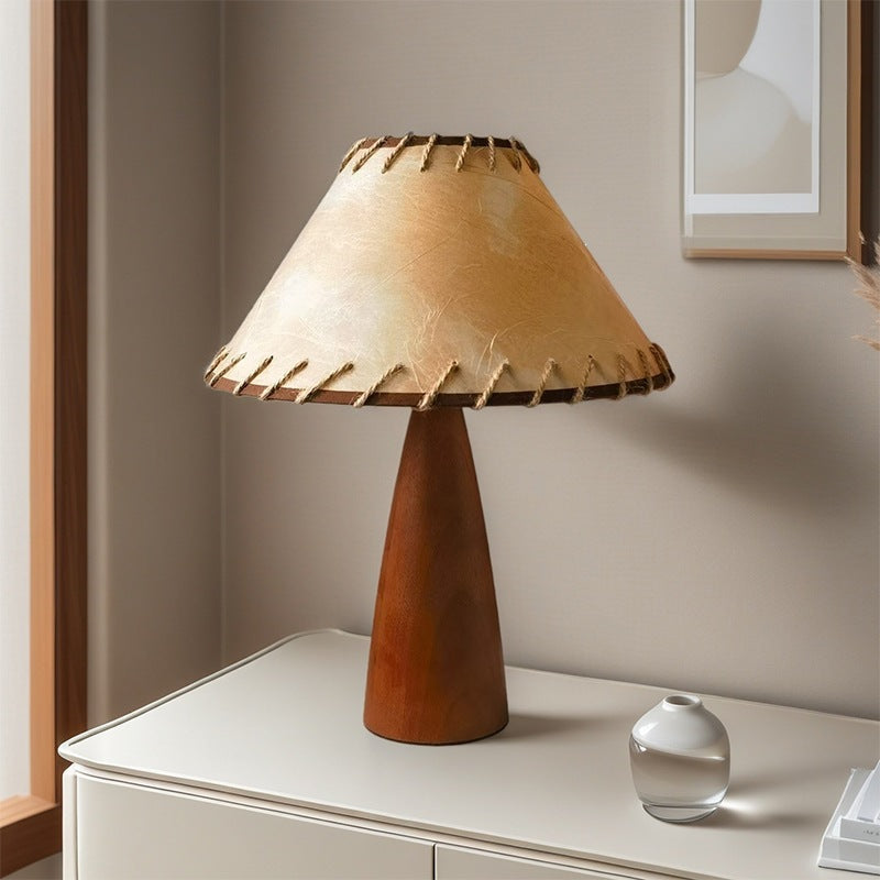 Rustic Table Lamp with Unique Leather Shade