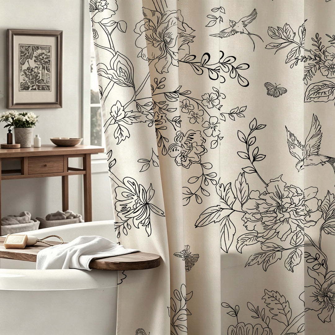 Floral Embroidered Shower Curtain Kalsten