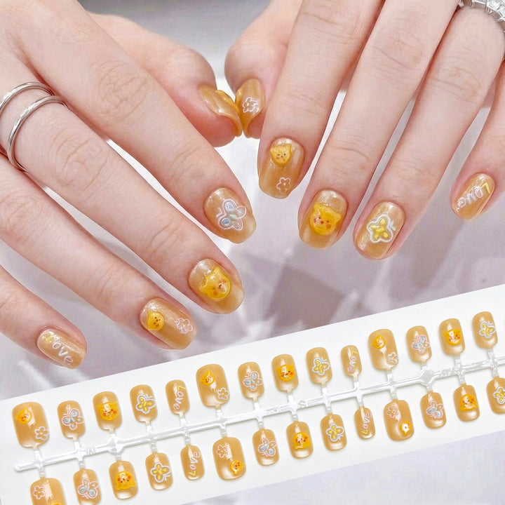 Creative Floral Print Press-On Nails