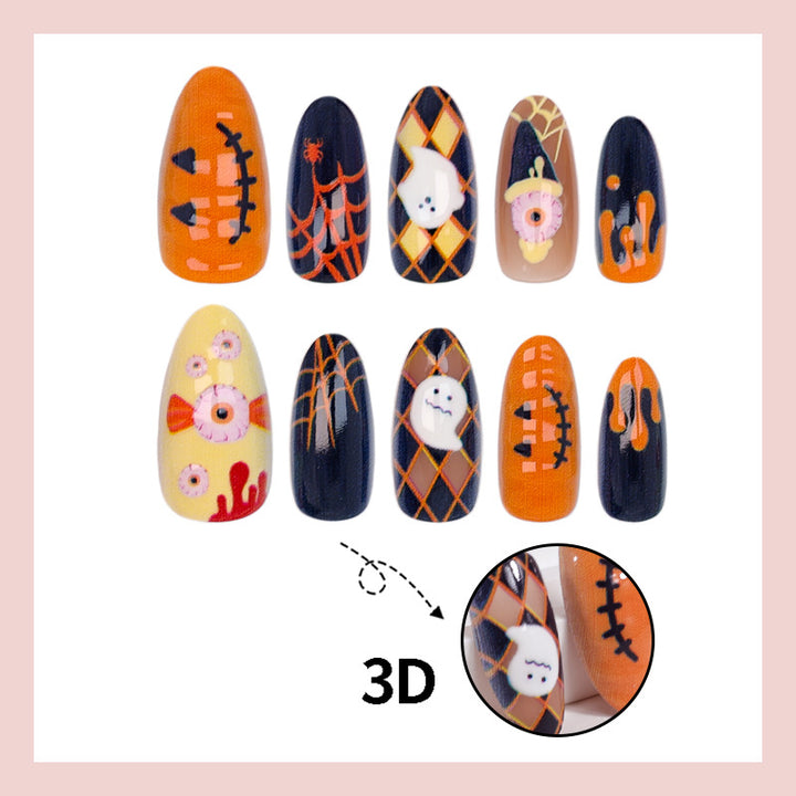 Artificial nail set with Halloween motifs and festive designs Kalsten
