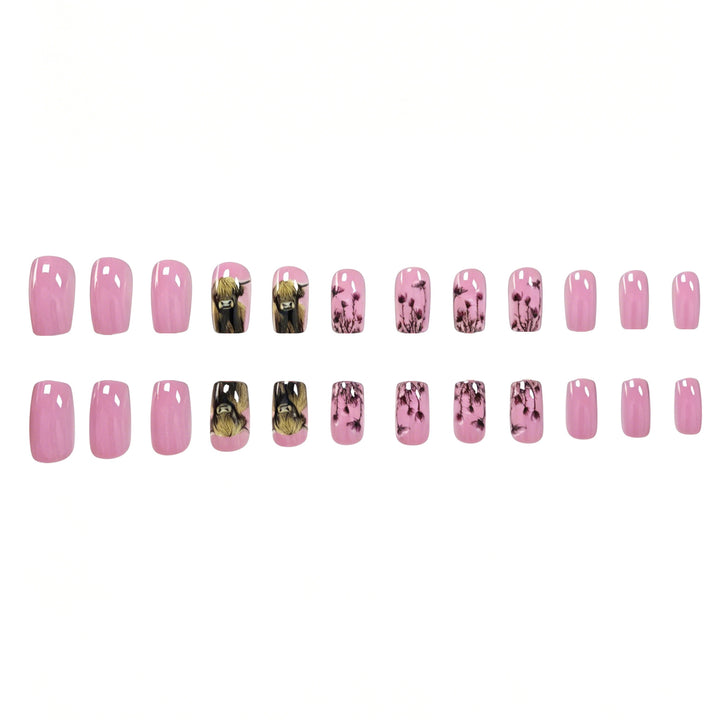 Floral-Themed Highland Cattle Nail Art Kalsten