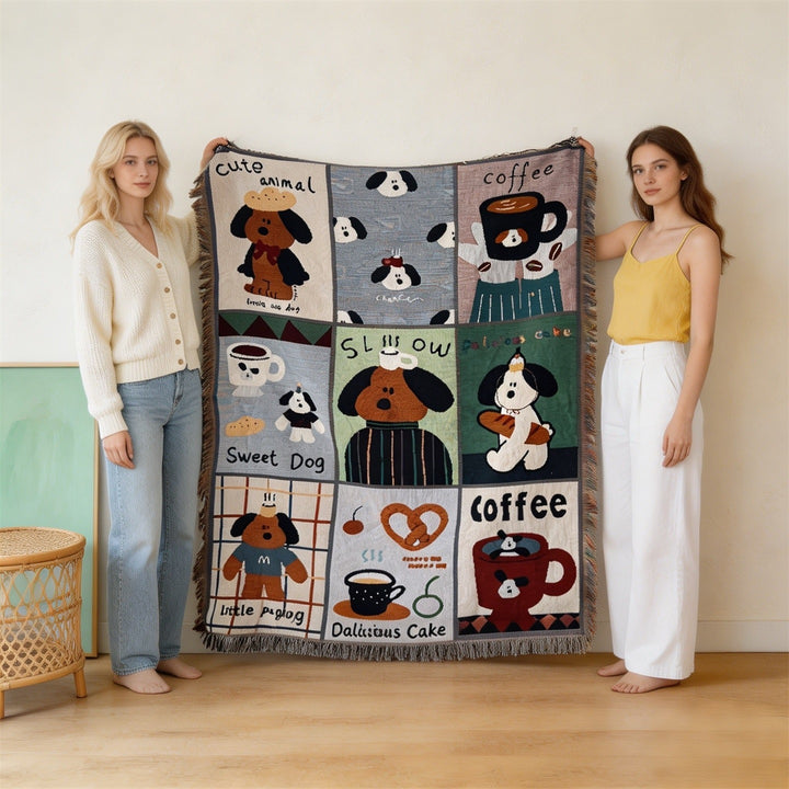 Cute Animal-Themed Cotton Throw Blanket