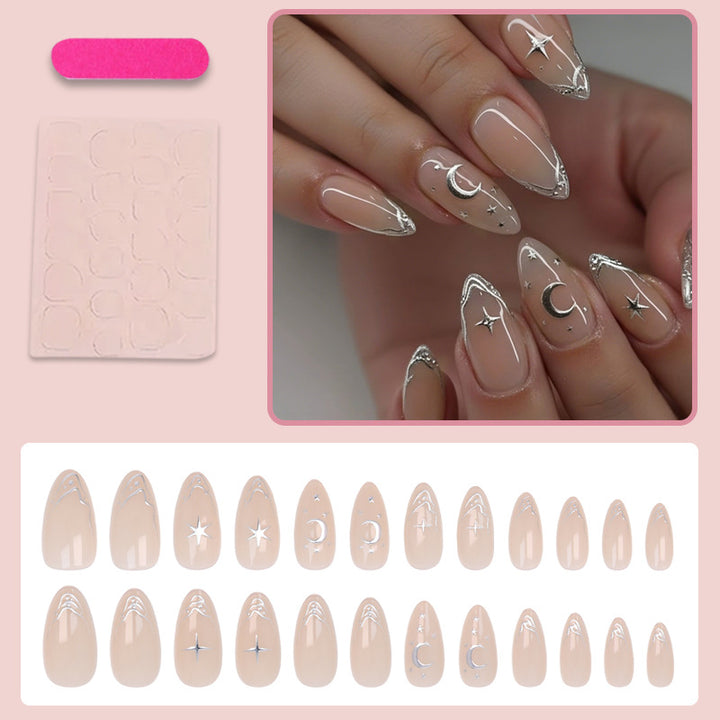Glamorous artificial nails with elegant star and moon symbols Kalsten