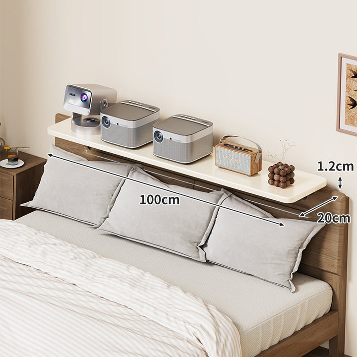 Headboard-Mounted Floating Bedside Shelf for Projectors and Devices