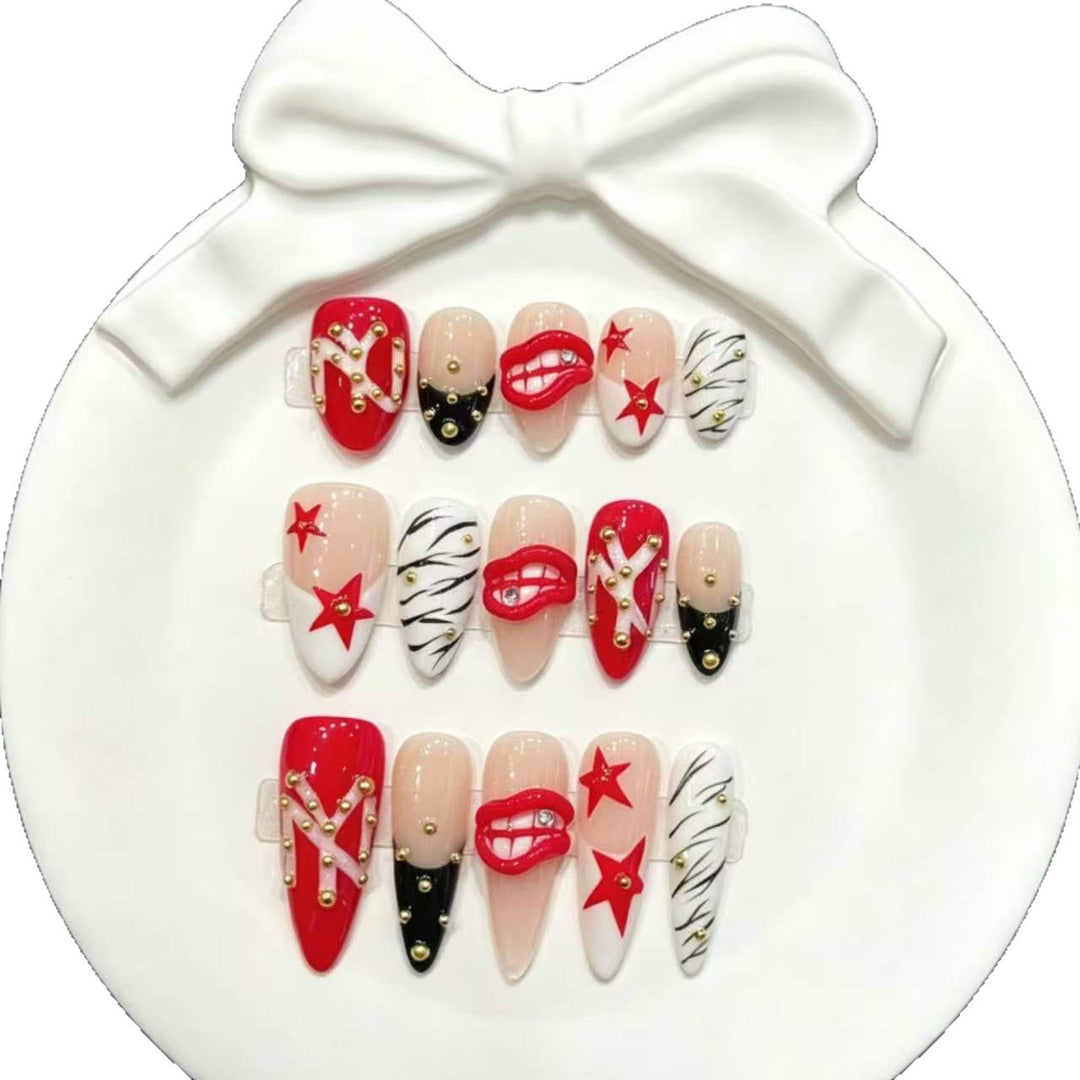 Artistic Press-On Nail Set with Unique Designs