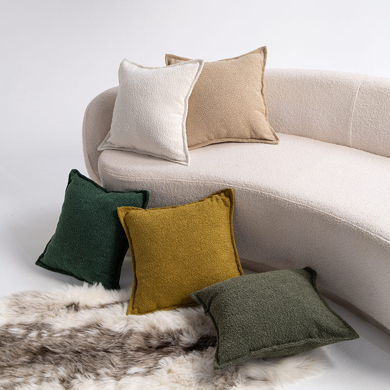 Premium Bouclé Square Cushion Pair with Sculpted Seams and Hidden Zip