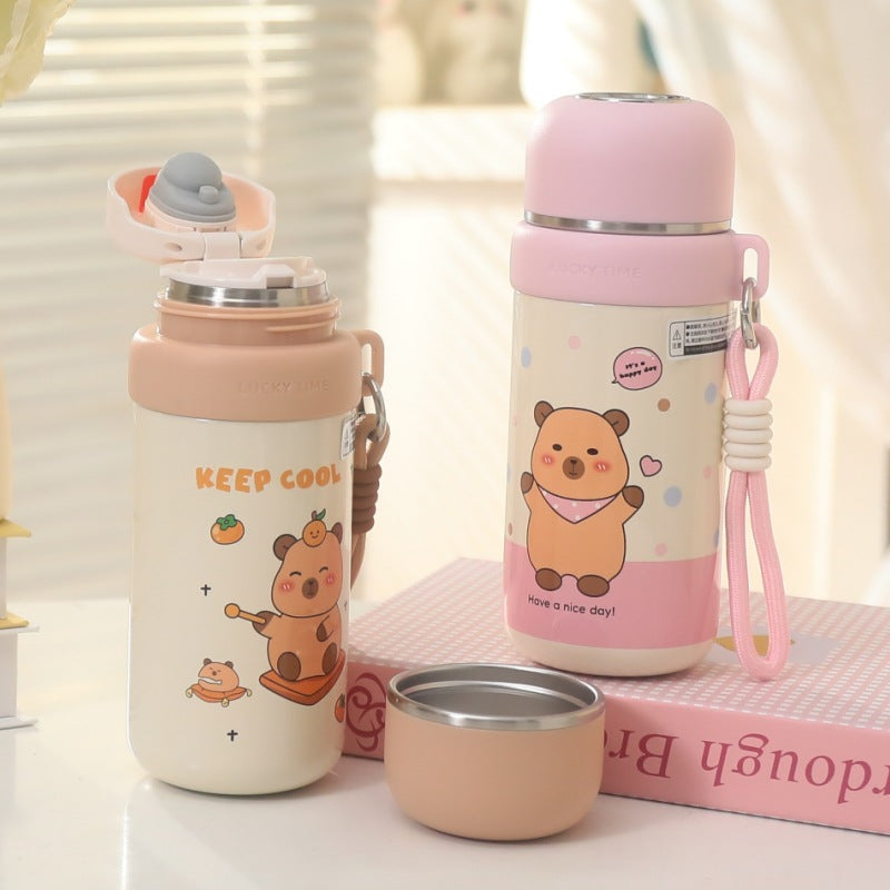 Ladies thermos bottle with animal motif and carrying strap Kalsten