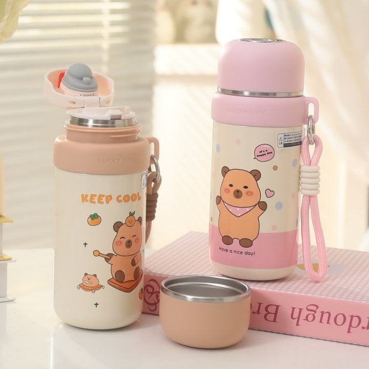 Ladies thermos bottle with animal motif and carrying strap Kalsten