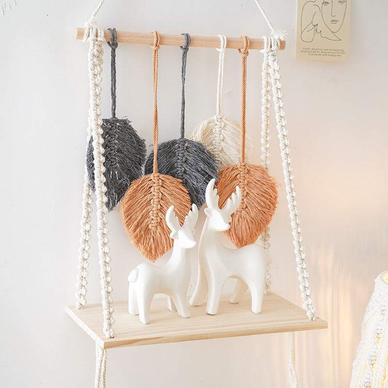Bohemian Macrame Leaf Art Display Shelf Kalsten