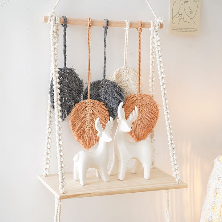 Bohemian Macrame Leaf Art Display Shelf Kalsten