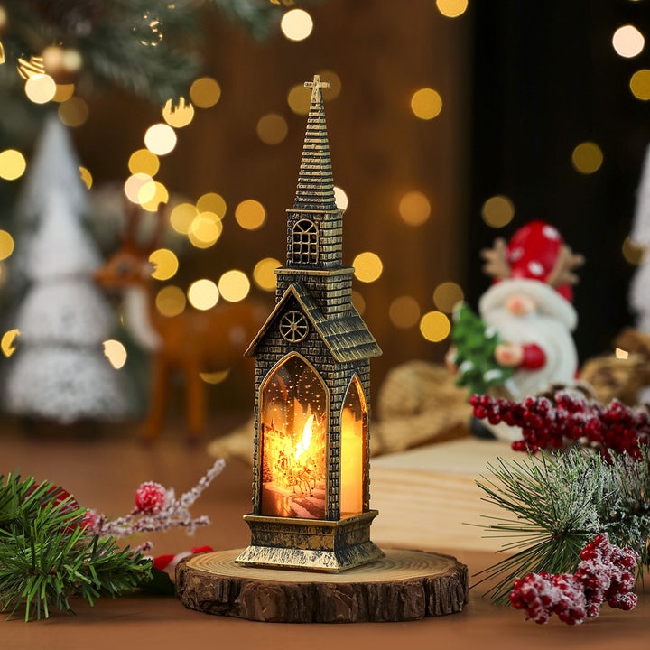 LED Decorative Christmas Village Church Figurine Kalsten