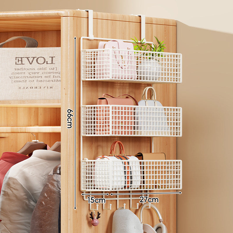 Over-the-Door Multi-Tier Metal Grid Hanging Storage Organizer