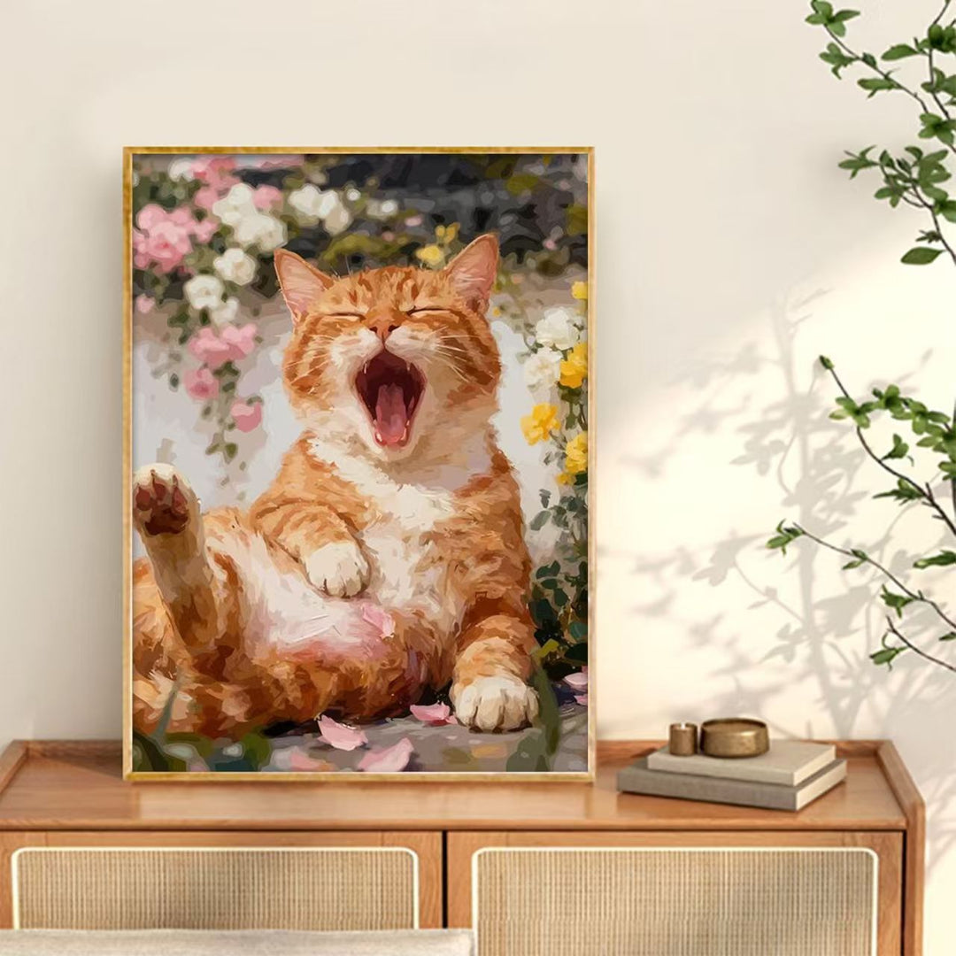 Yawning Cat Canvas Wall Art Print Kalsten