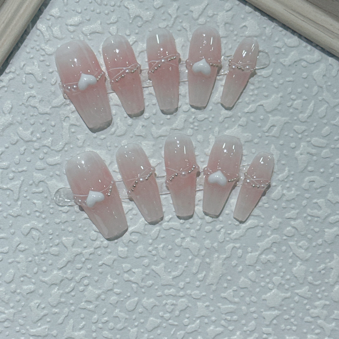 Elegant 3D Decorative Press-On Nail Set