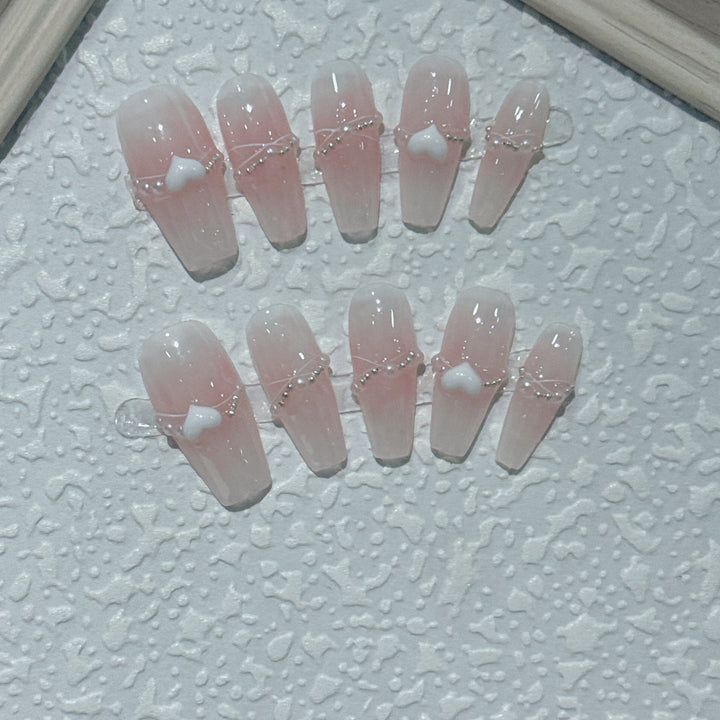 Elegant 3D Decorative Press-On Nail Set