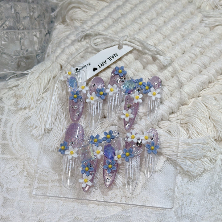 Decoratively Adorned Press-On Nail Set