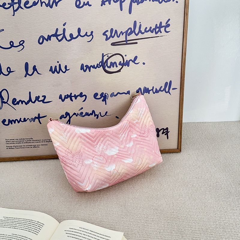 Quilted Chain-Detail Clutch Handbag