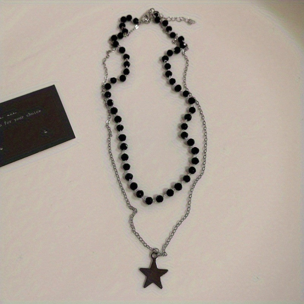 Layered Beaded Cross Necklace Kalsten