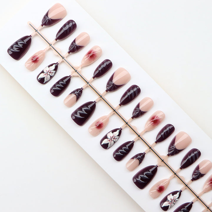 Artistic Floral Press-On Nail Set